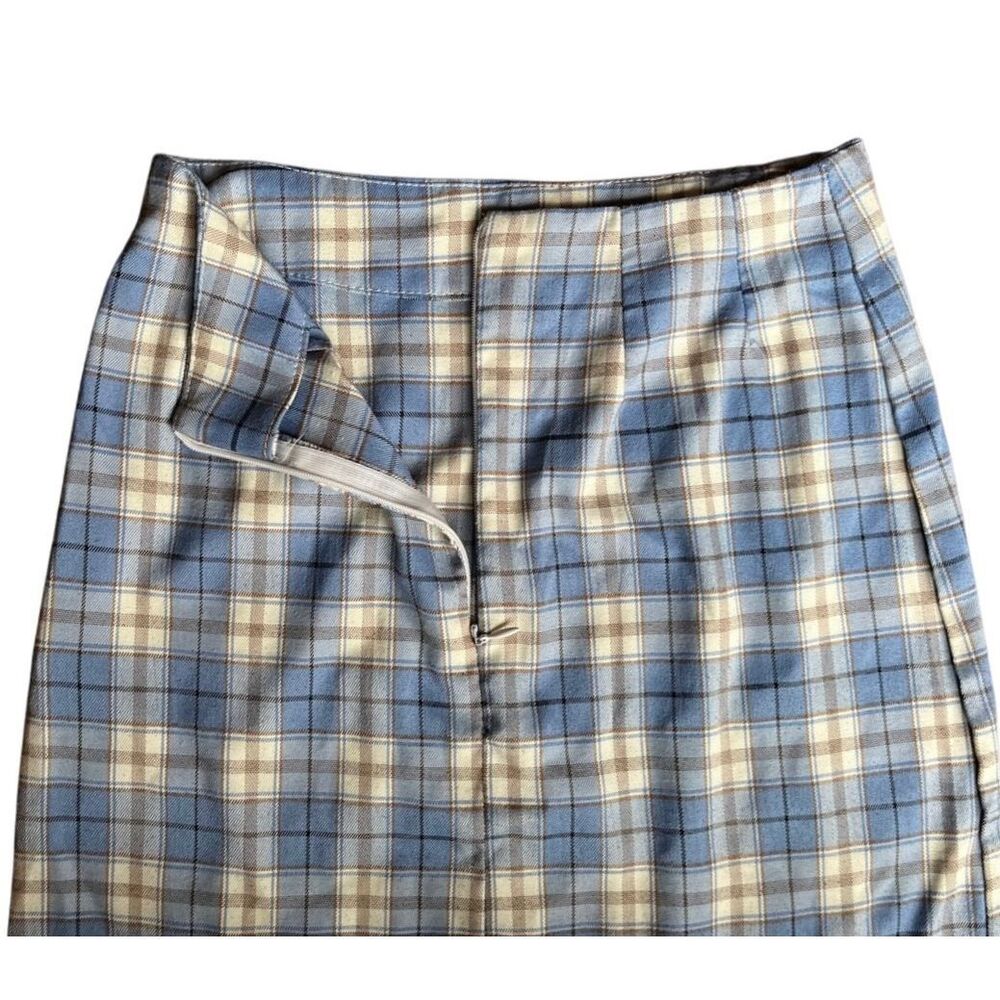 Shein Blue Cream Plaid Mini Skirt - sz xs - Picture 8 of 13